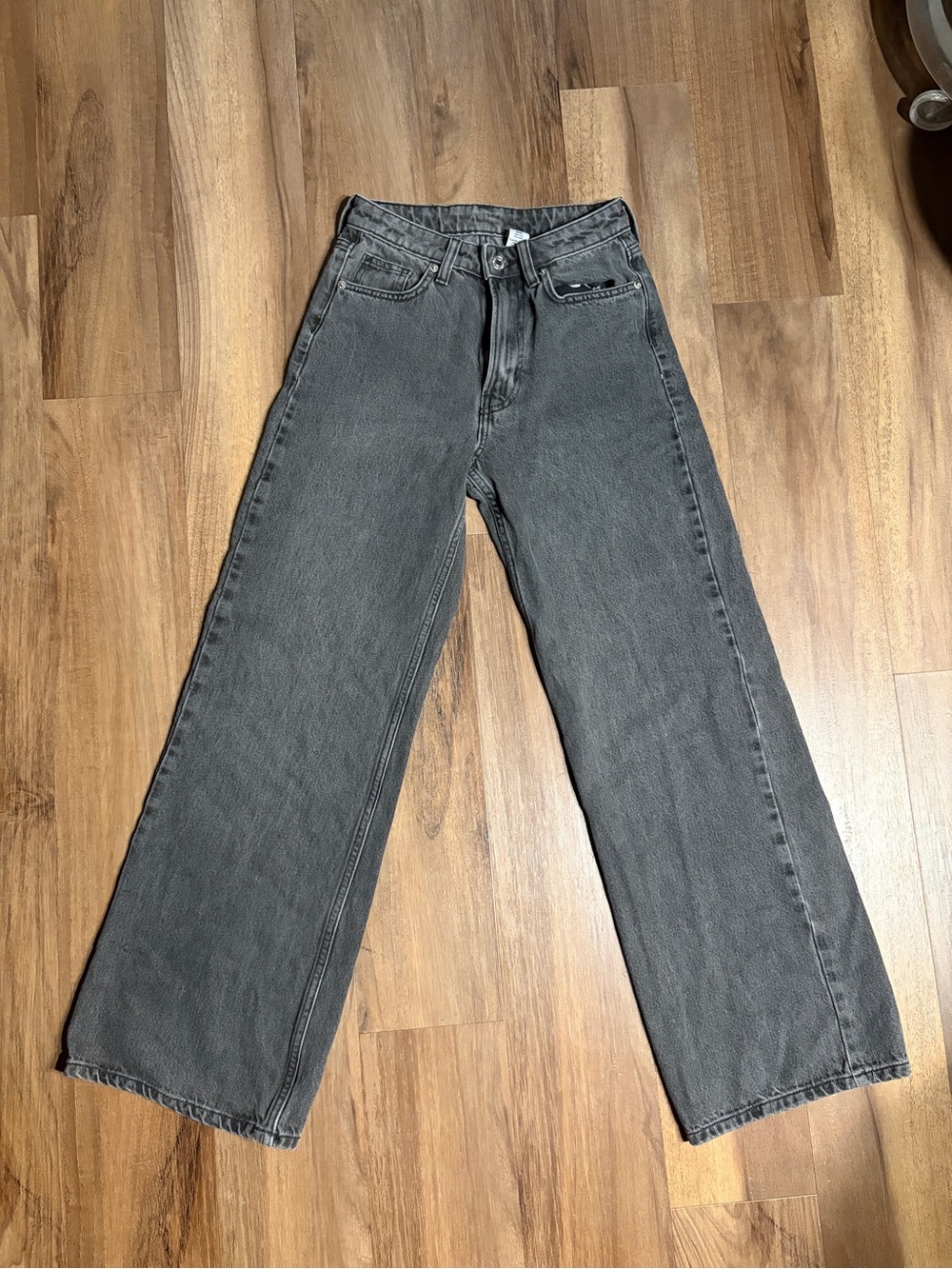 Denim&Co Wide-Leg High-Rise Jeans in Charcoal Gray